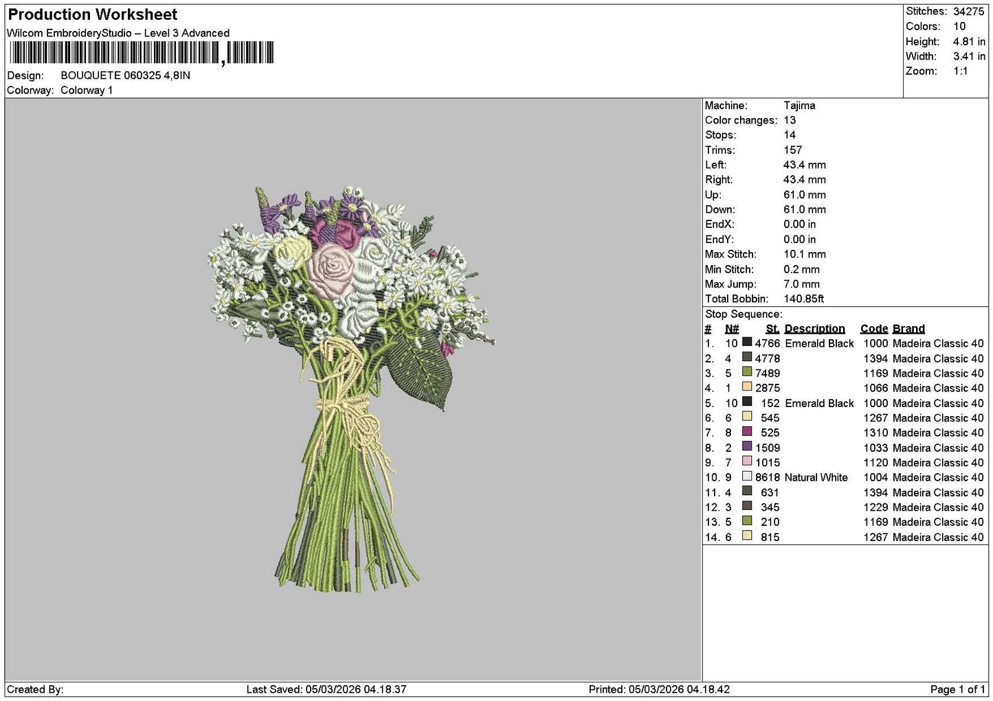 Bouquete 0602 Embroidery File 6 sizes