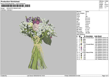 Bouquete 0602 Embroidery File 6 sizes