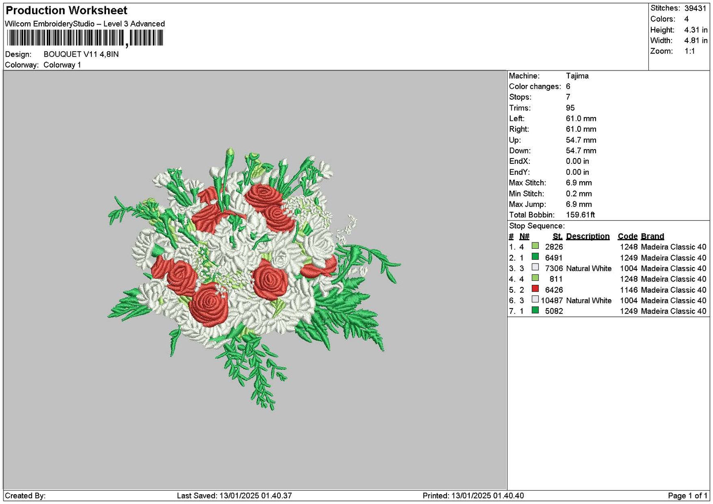 Bouquete V11 Embroidery File 6 sizes