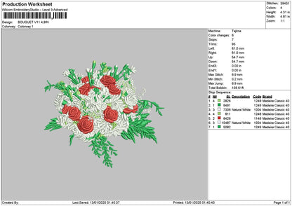 Bouquete V11 Embroidery File 6 sizes