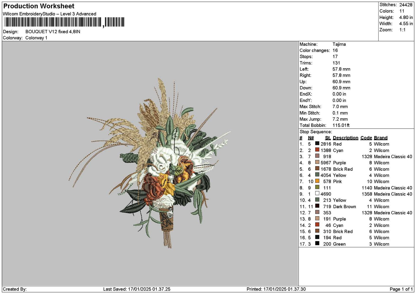 Bouquete V12 Embroidery File 6 sizes