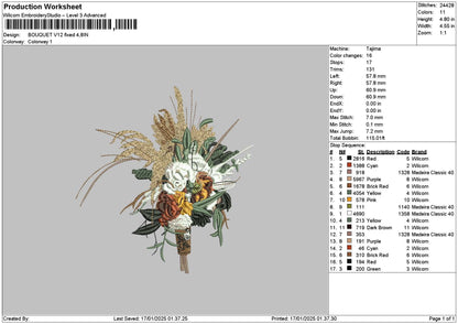 Bouquete V12 Embroidery File 6 sizes