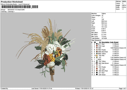 Bouquete V12 Embroidery File 6 sizes