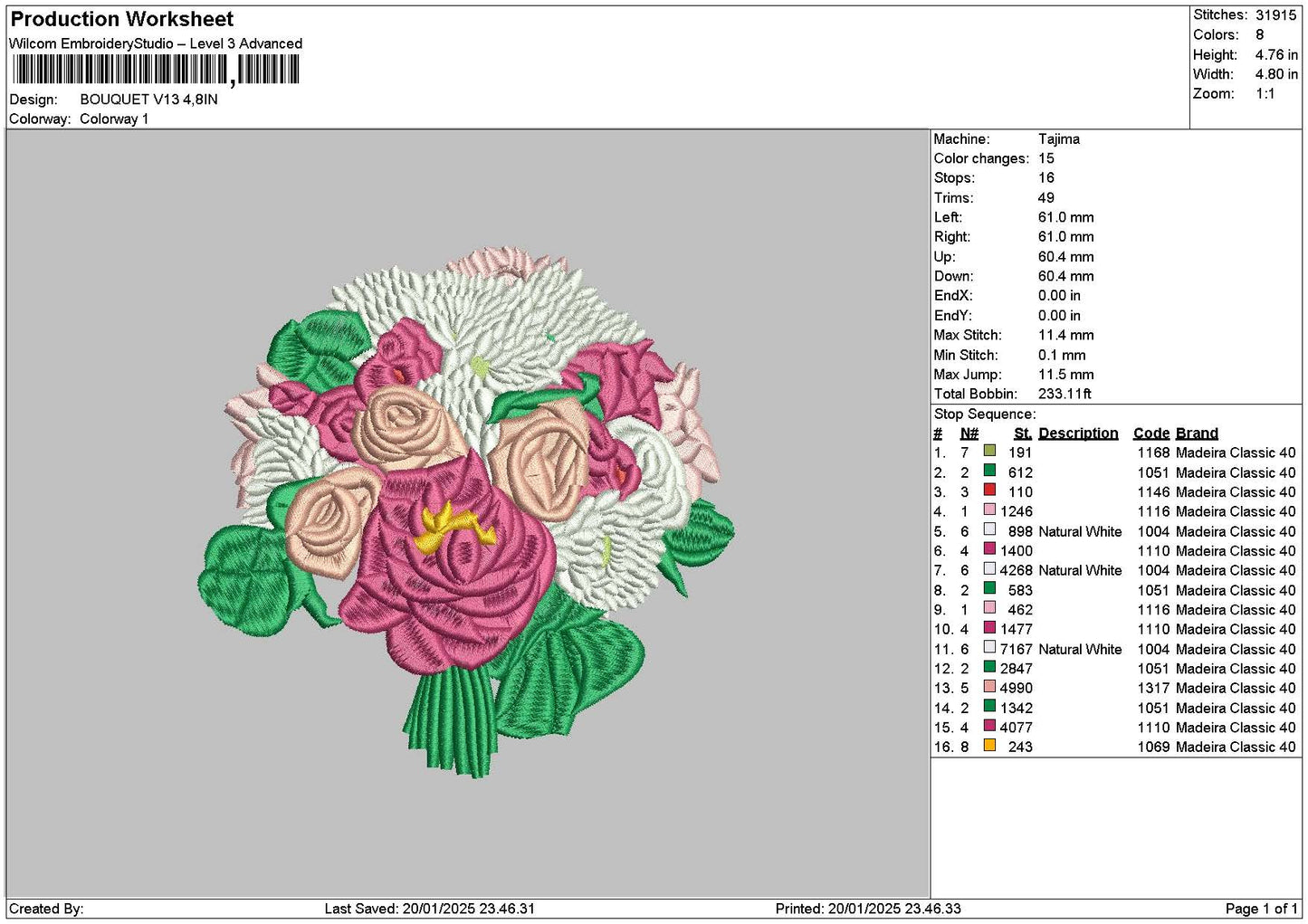 Bouquete V13 Embroidery File 6 sizes