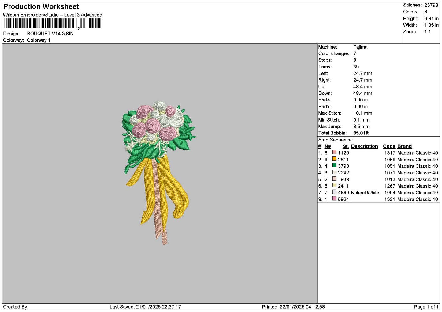 Bouquete V14 Embroidery File 6 sizes