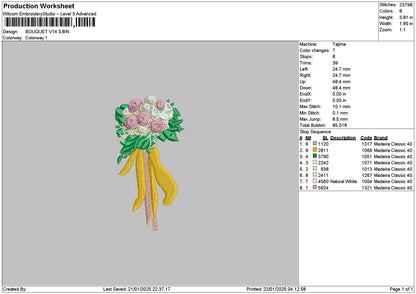 Bouquete V14 Embroidery File 6 sizes