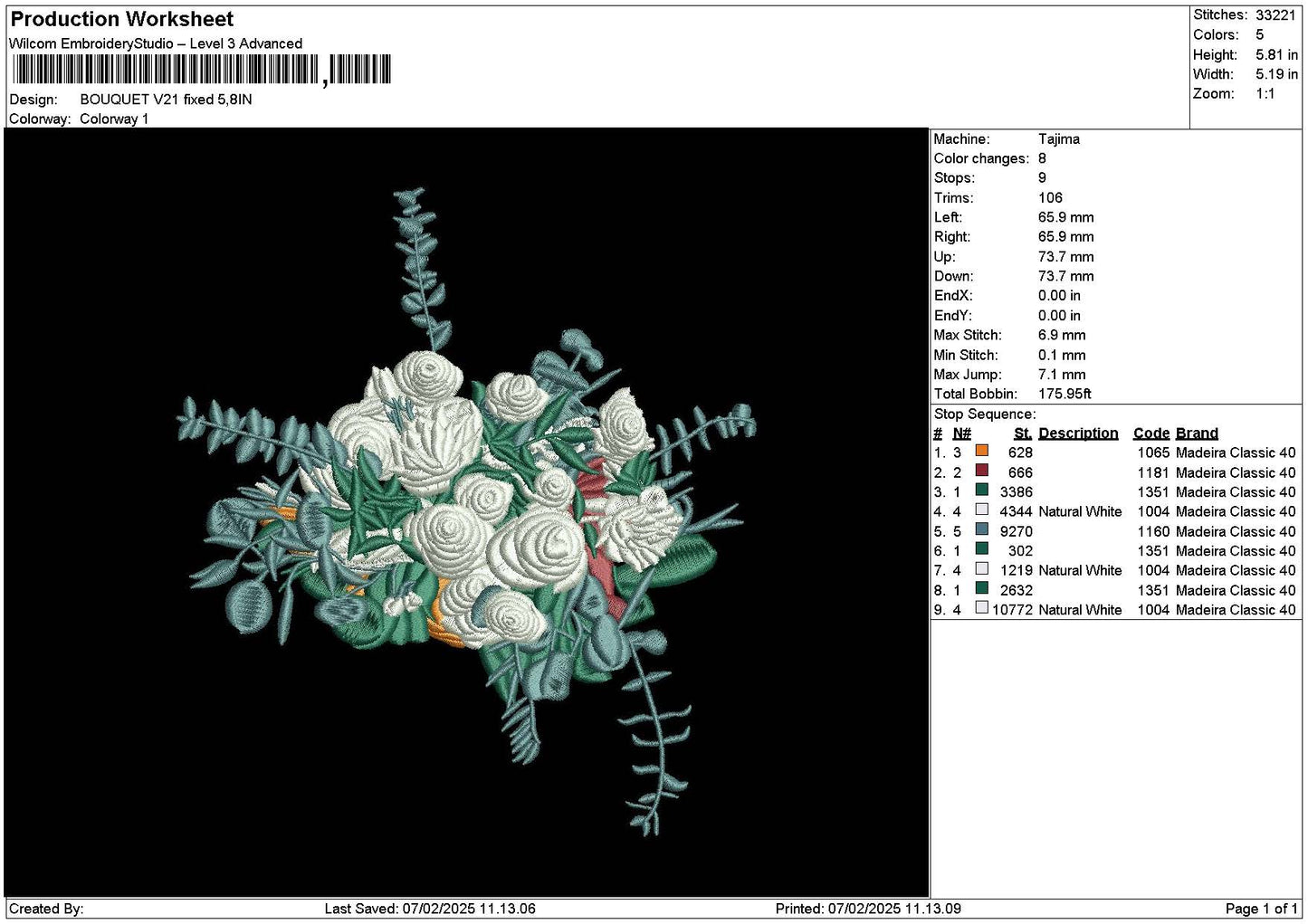 Bouquete V21 Embroidery File 6 sizes