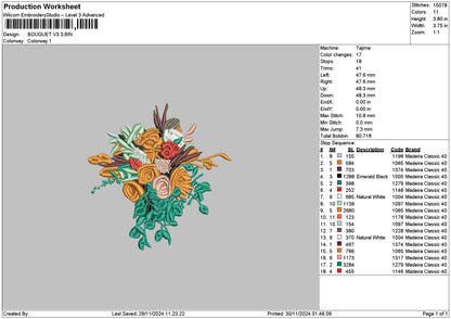 Bouquete 3011 Embroidery File 6 sizes