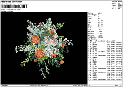 Bouquete 3011b Embroidery File 6 sizes