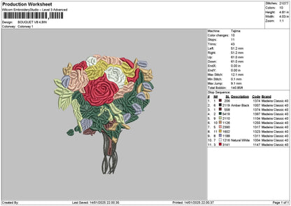Bouquete V8 Embroidery File 6 sizes