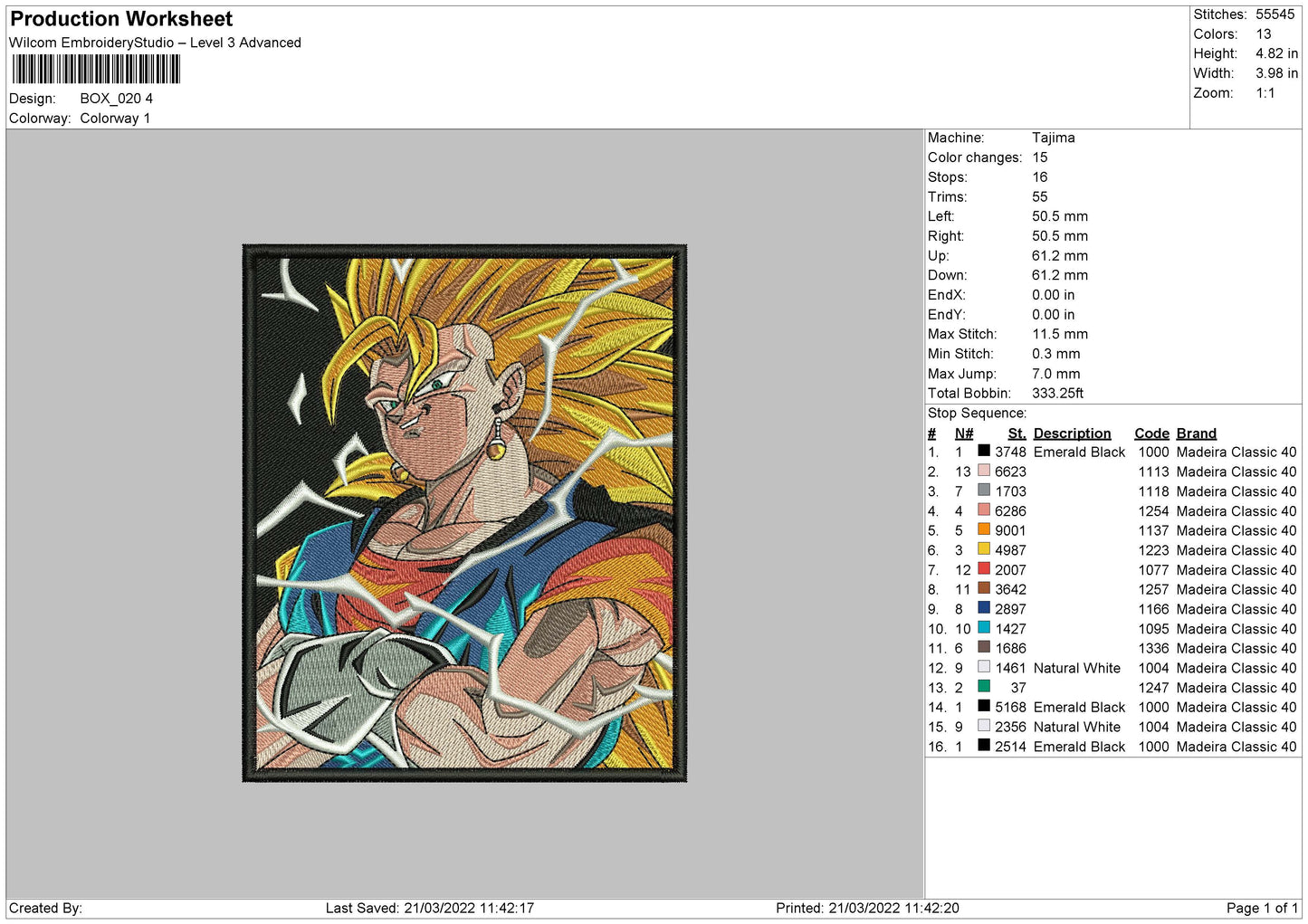 Box 020 dragon Ball Embroidery File 4 size