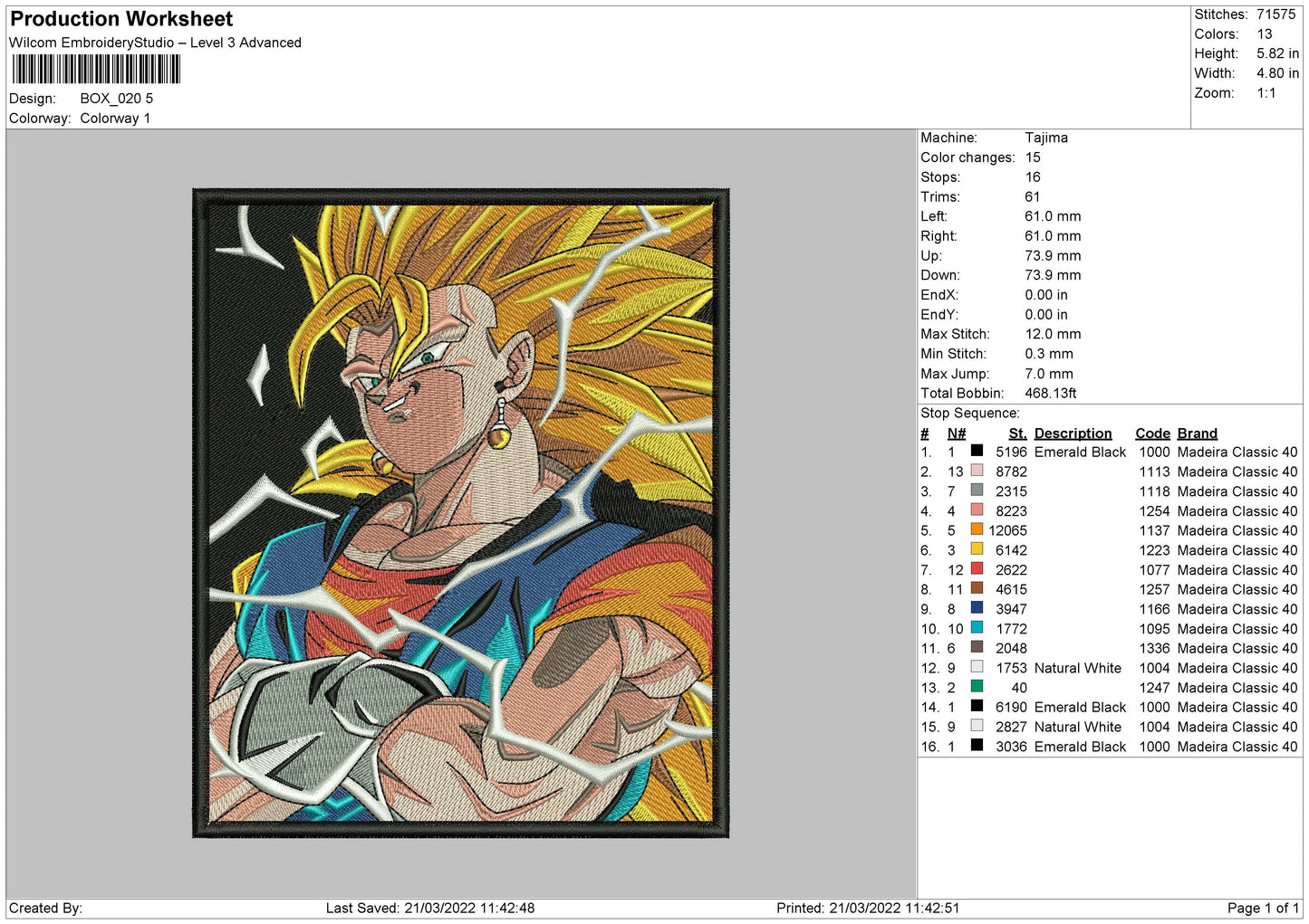 Box 020 dragon Ball Embroidery File 4 size