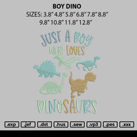 Boy Dino Embroidery File 6 sizes