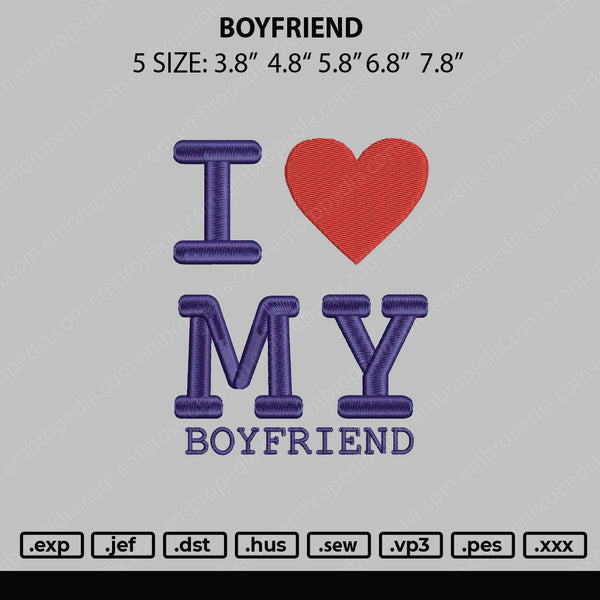 Boyfriend Embroidery File 5 sizes