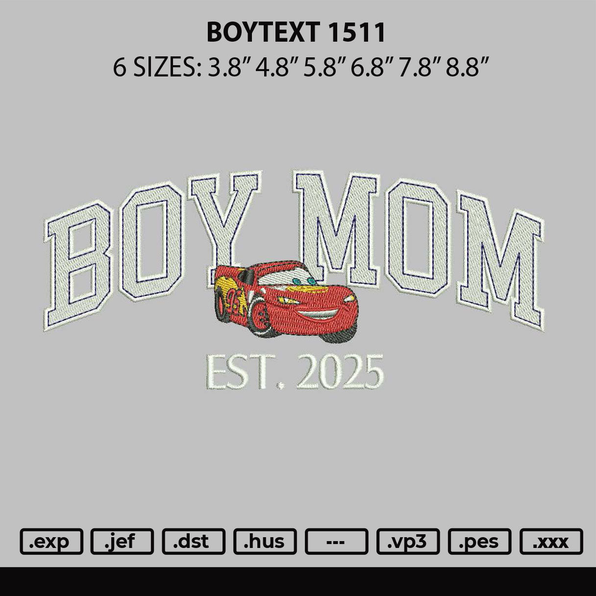 Boytext Embroidery File 6 sizes