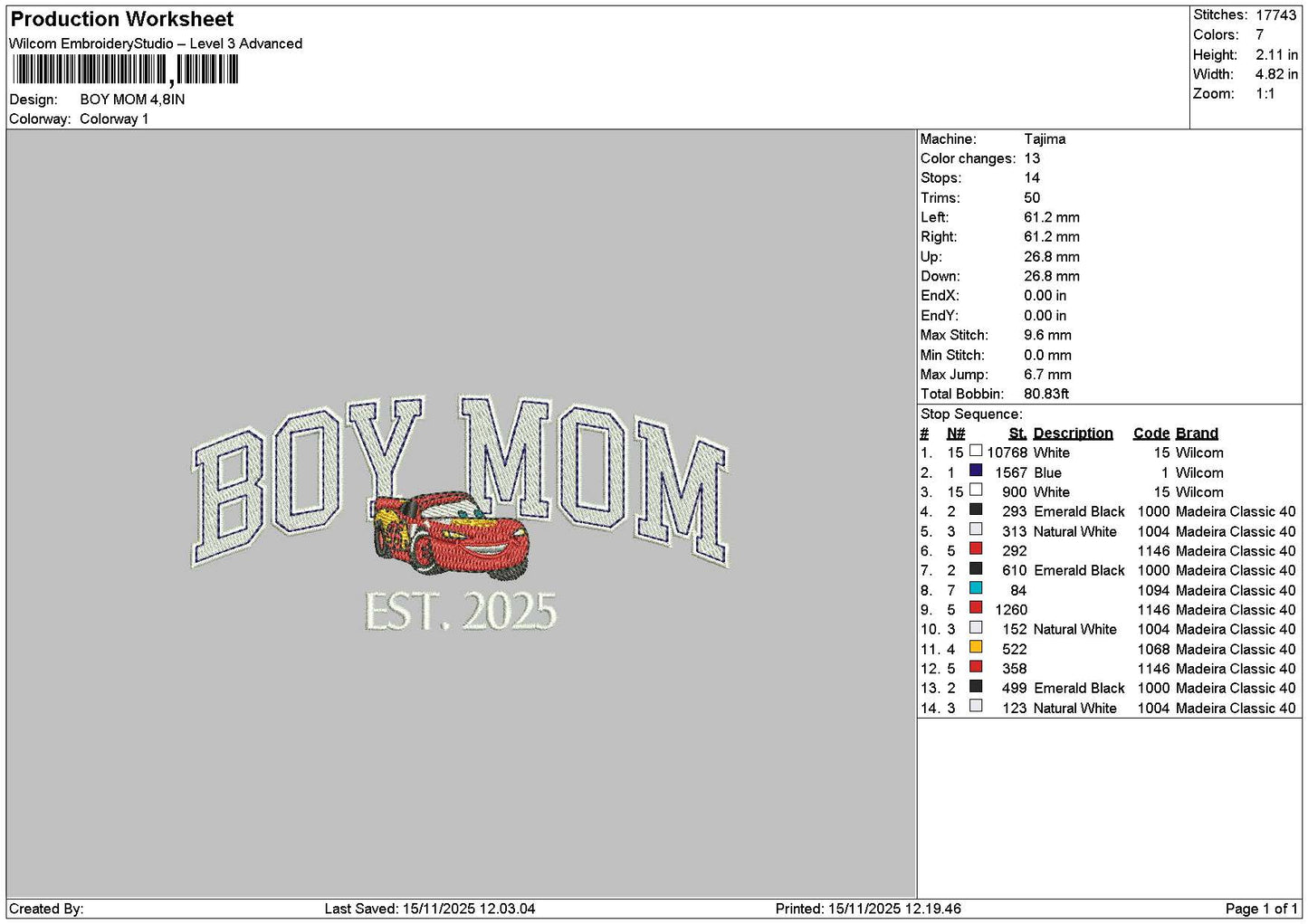 Boytext Embroidery File 6 sizes