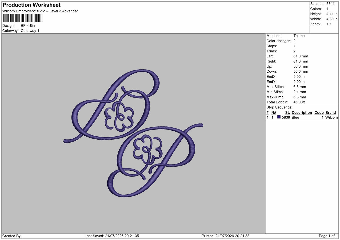 Bp Text Embroidery Machine Design File 6 sizes