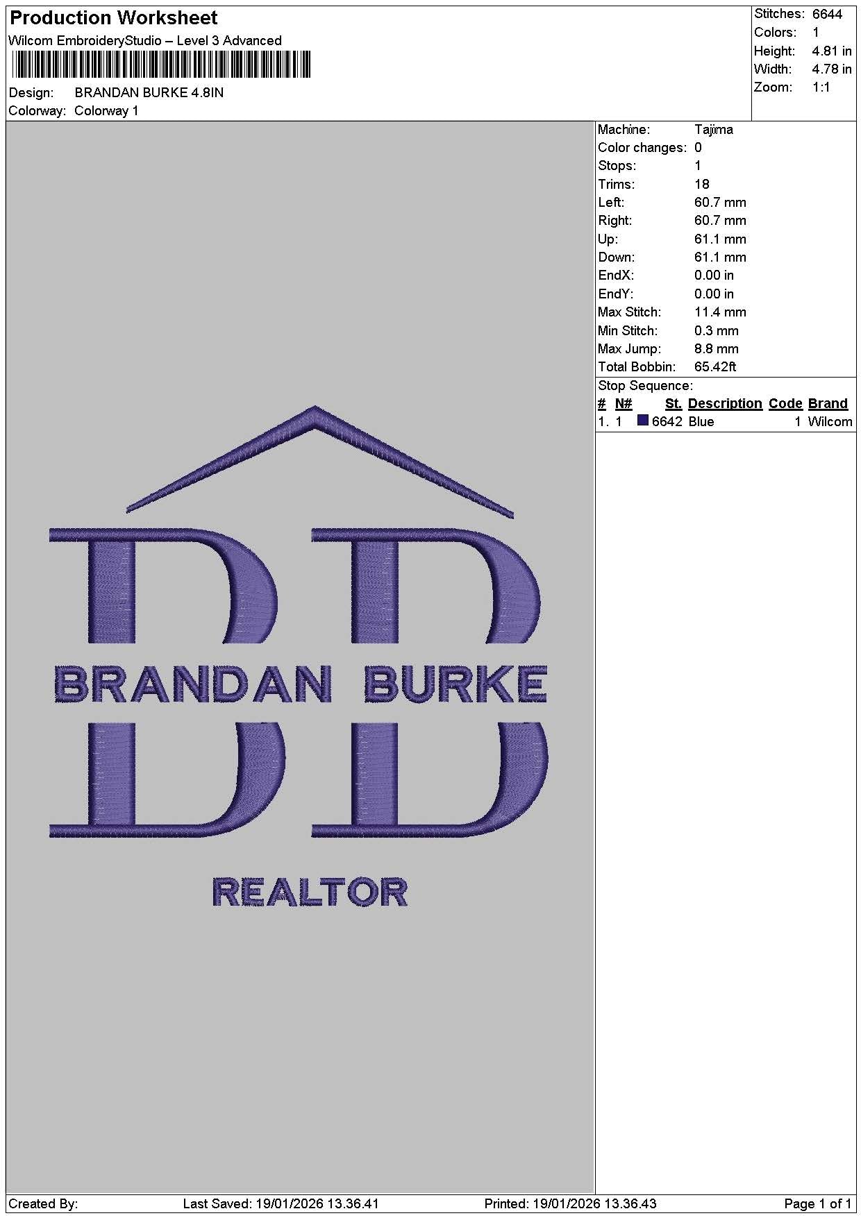 Brandantext Embroidery File 6 sizes