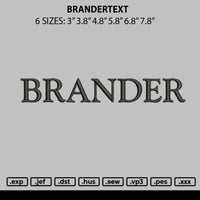 Brandertext Embroidery File 6 sizes