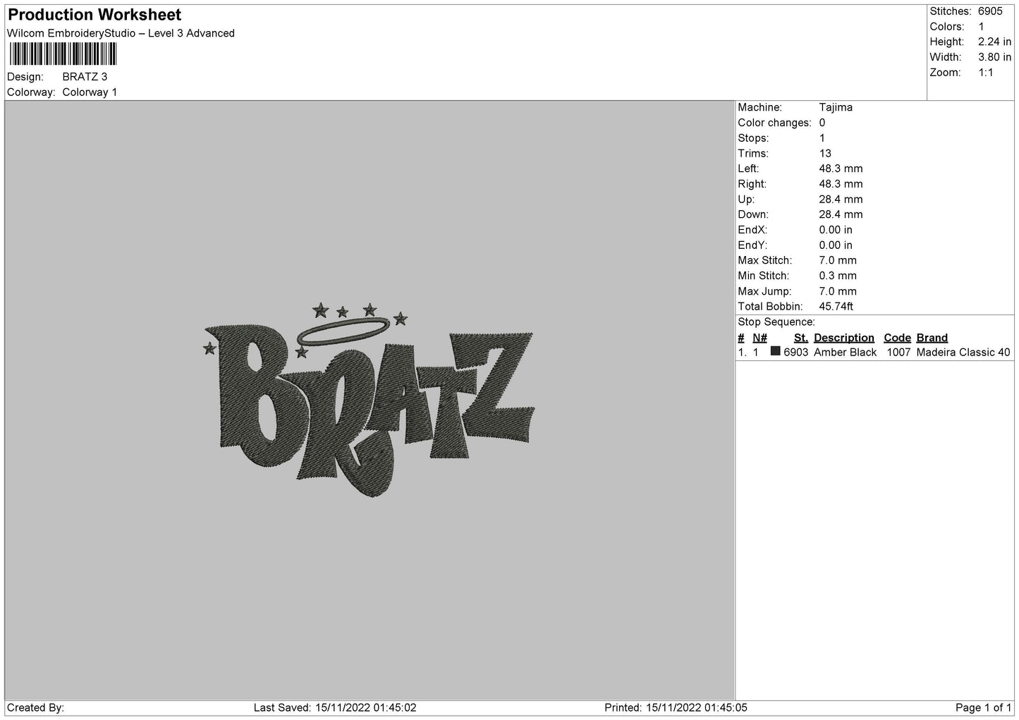 Bratz Txt Embroidery File 6 sizes