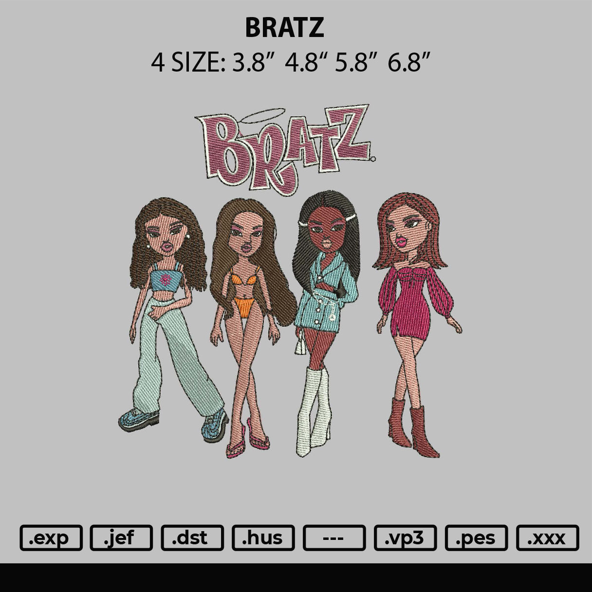 Bratz Embroidery Machine Design File 4 size