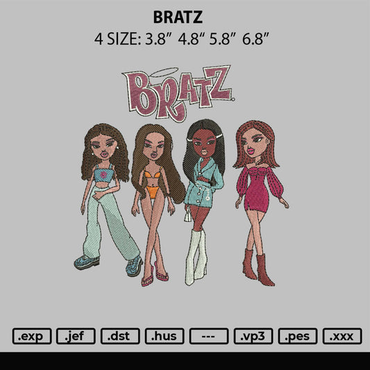 Bratz Embroidery Machine Design File 4 size