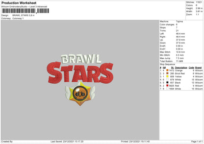 Brawl Stars Embroidery Machine Design File 4 size