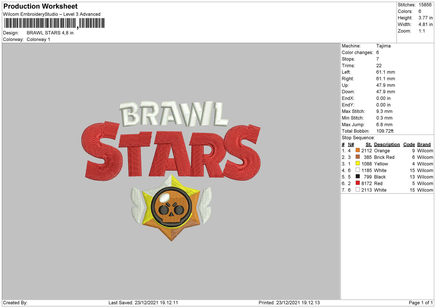 Brawl Stars Embroidery Machine Design File 4 size