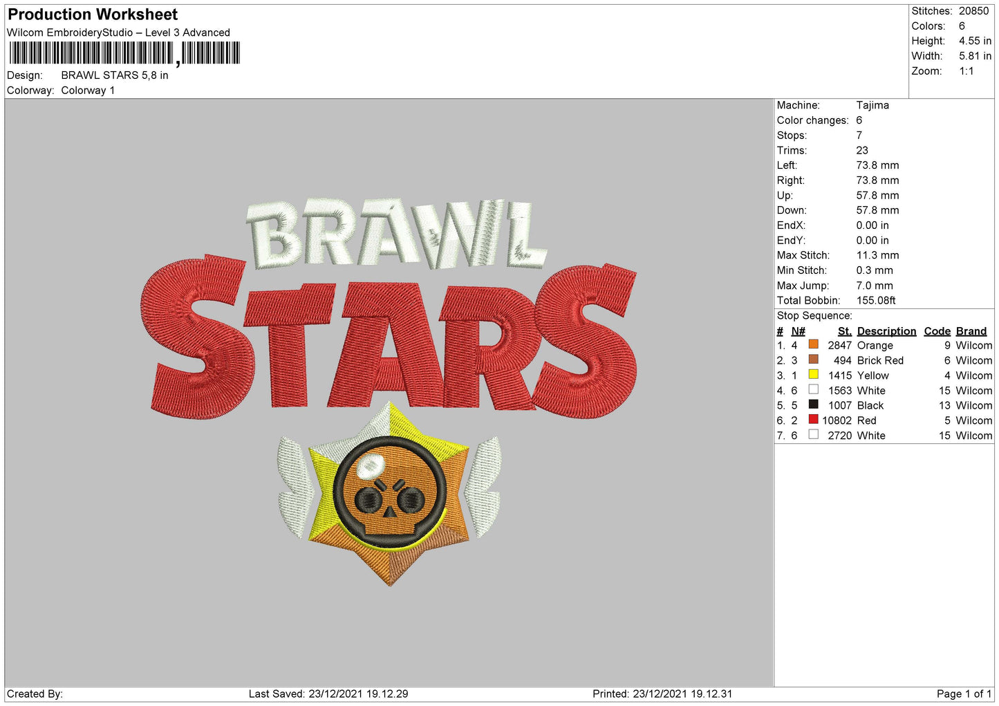 Brawl Stars Embroidery Machine Design File 4 size