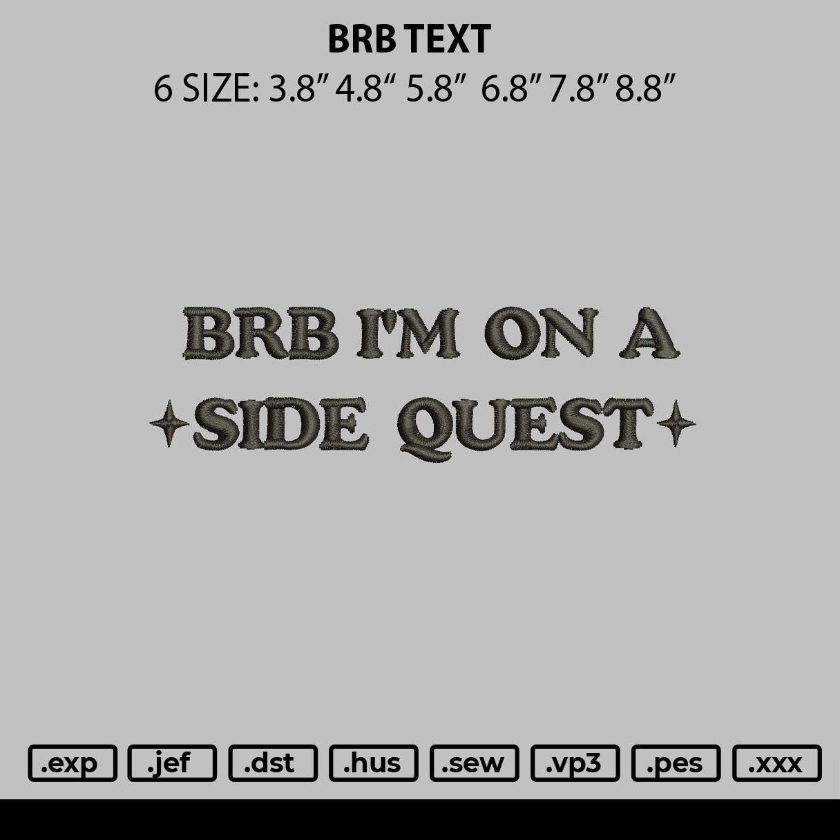 Brb Embroidery Machine Design File 6 sizes