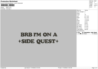 Brb Embroidery Machine Design File 6 sizes