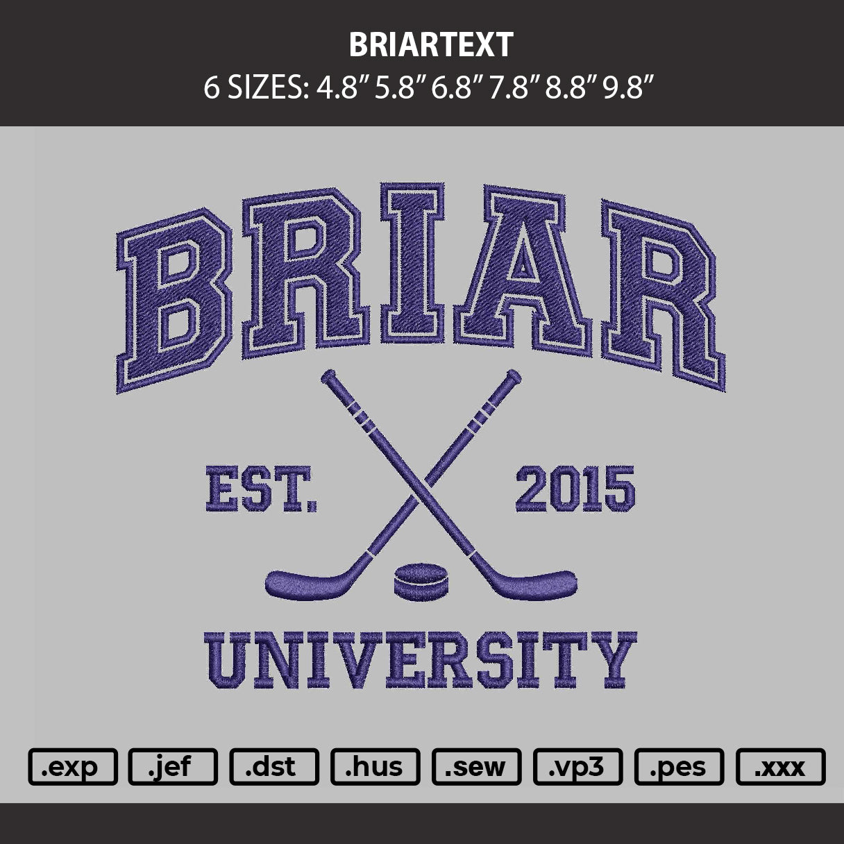 Briartext Embroidery Machine Design File 6 sizes