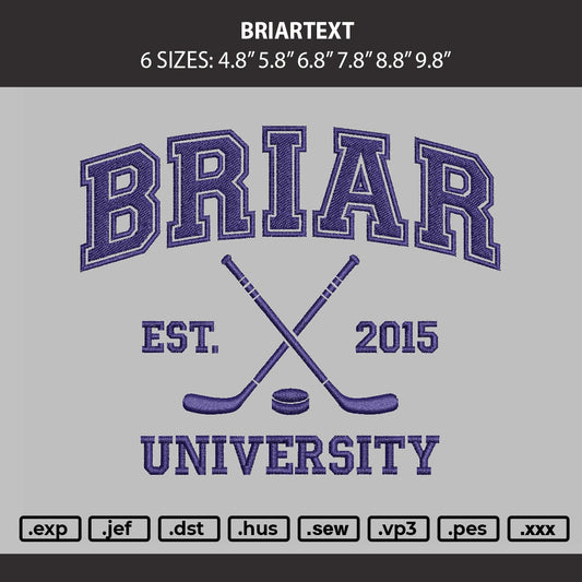 Briartext Embroidery Machine Design File 6 sizes