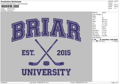 Briartext Embroidery Machine Design File 6 sizes