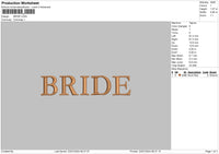 Bride Text Embroidery File 6 sizes
