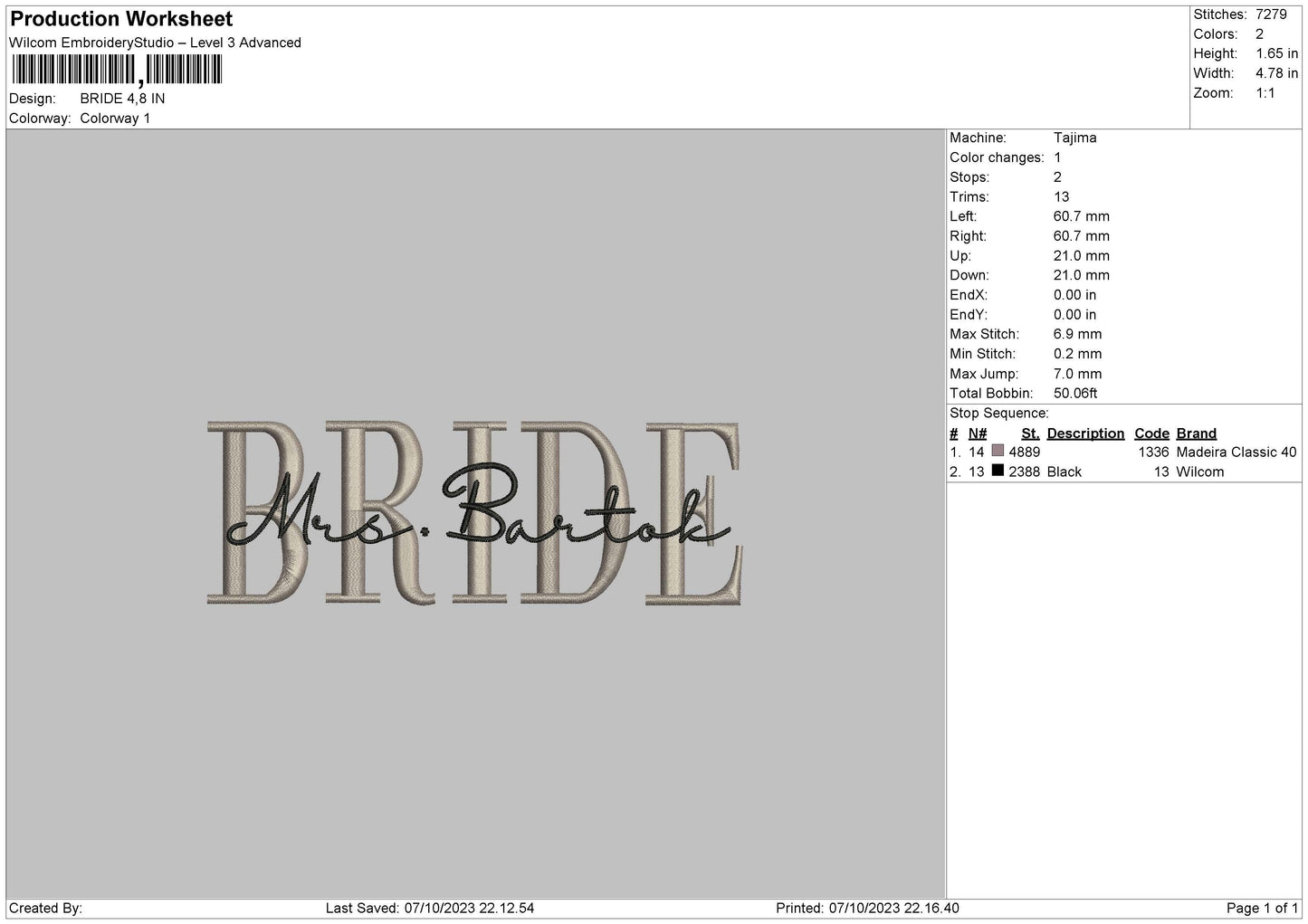 Bride Embroidery Machine Design File 6 sizes