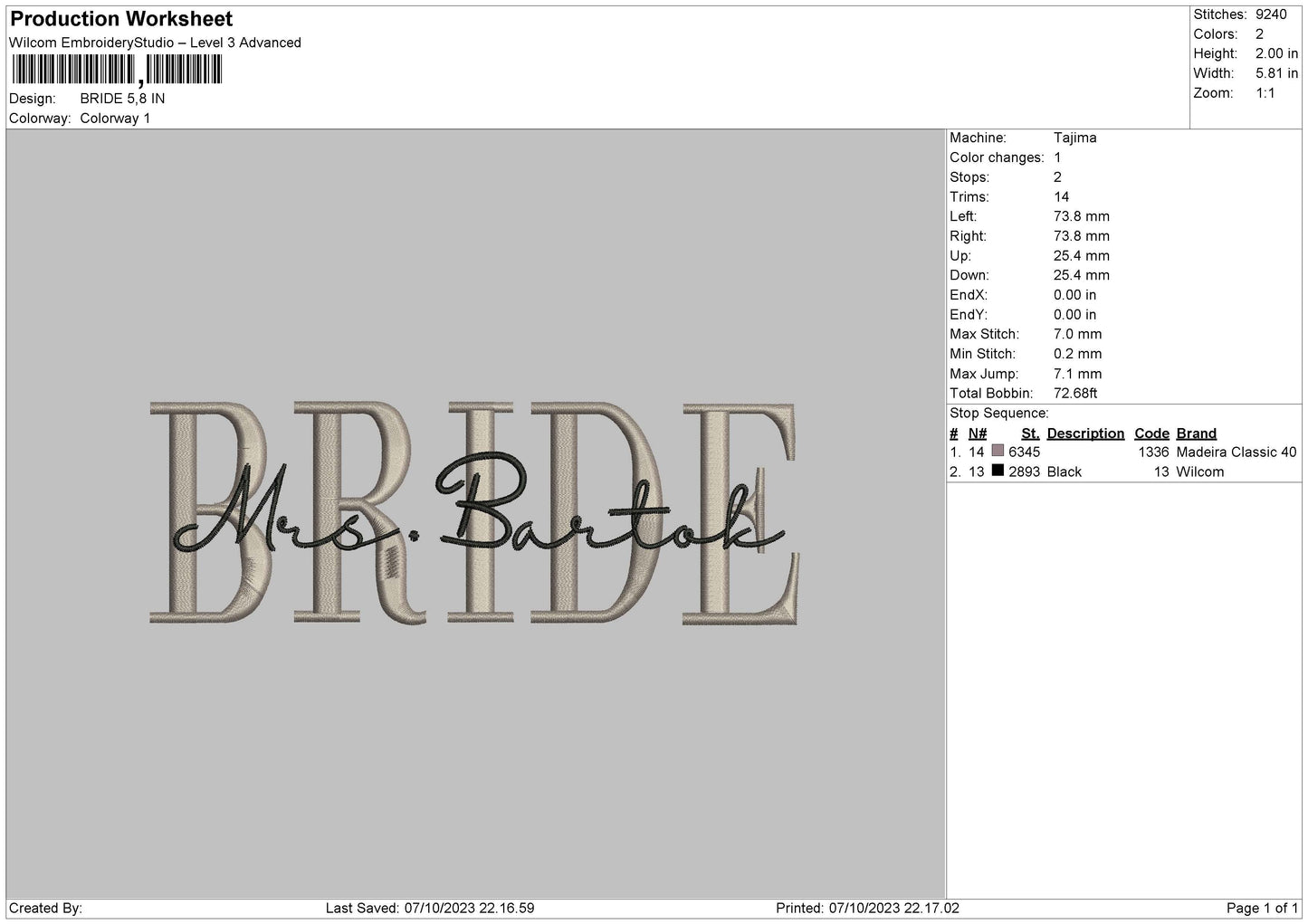 Bride Embroidery Machine Design File 6 sizes