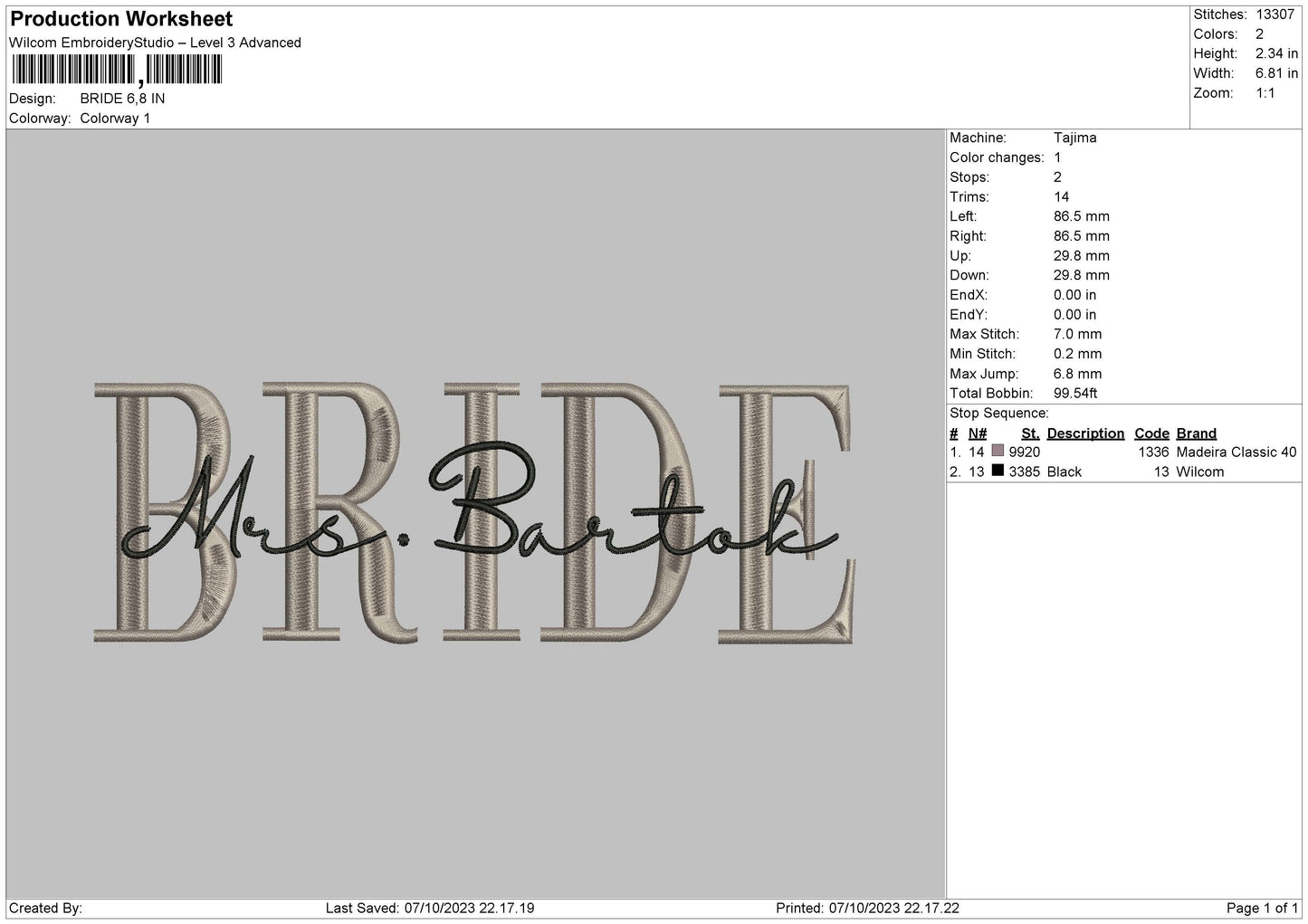 Bride Embroidery Machine Design File 6 sizes