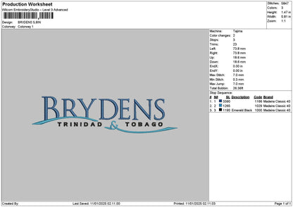 Brydenstext Embroidery File 6 sizes