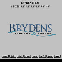 Brydenstext Embroidery File 6 sizes