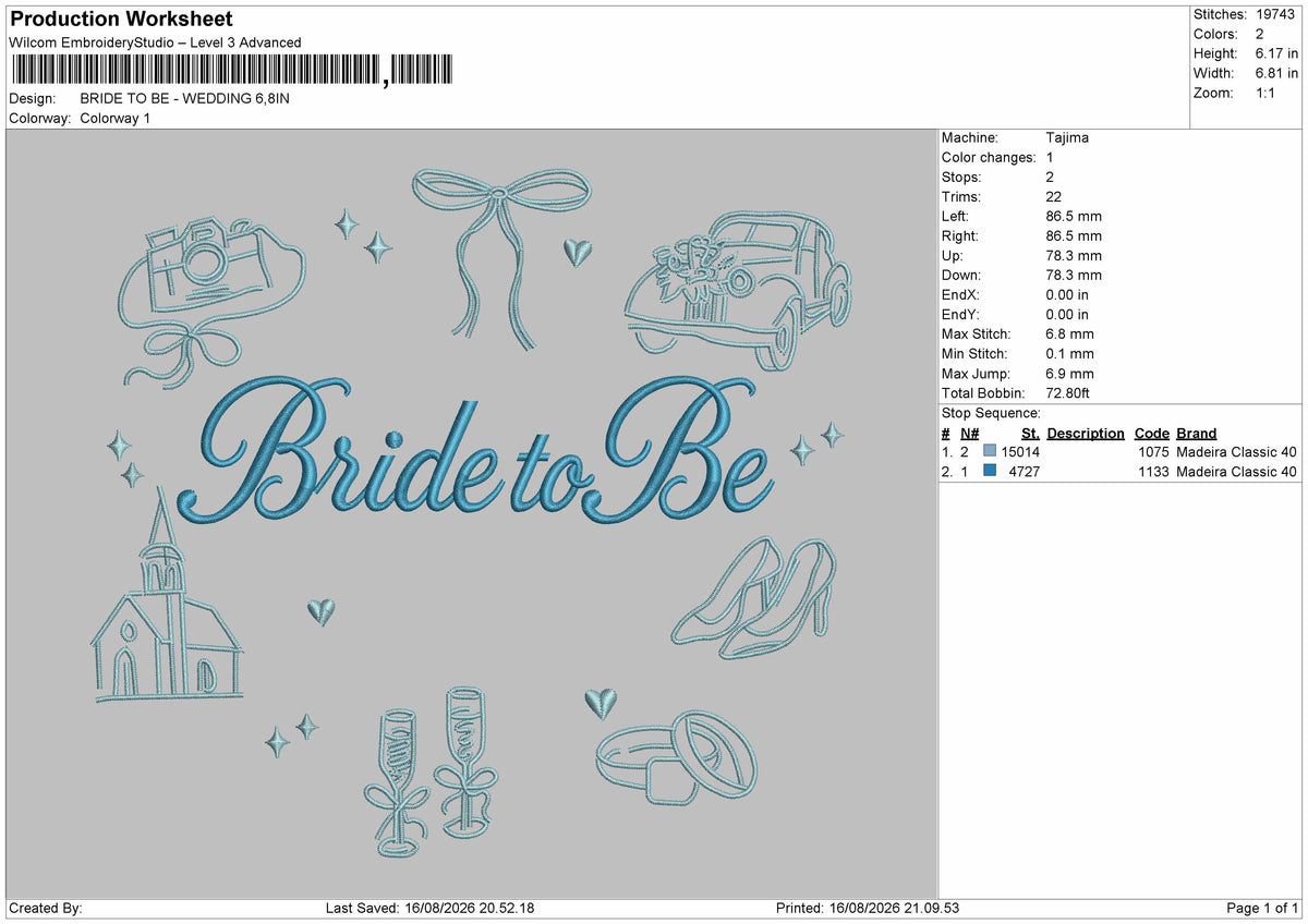 Bride To Be Text 1608 Embroidery Machine Design File 6 sizes