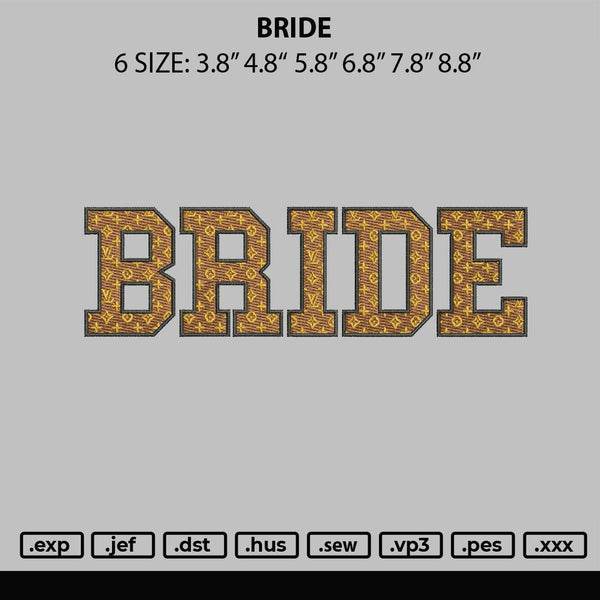 Bride Embroidery file 6 sizes