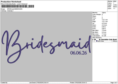 Bridetext 2702 Embroidery File 6 sizes