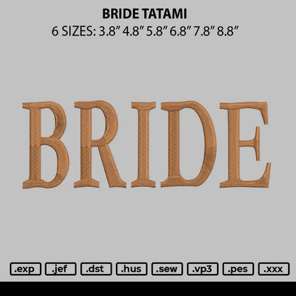 Bride Tatami Embroidery File 6 sizes