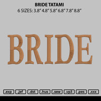 Bride Tatami Embroidery File 6 sizes