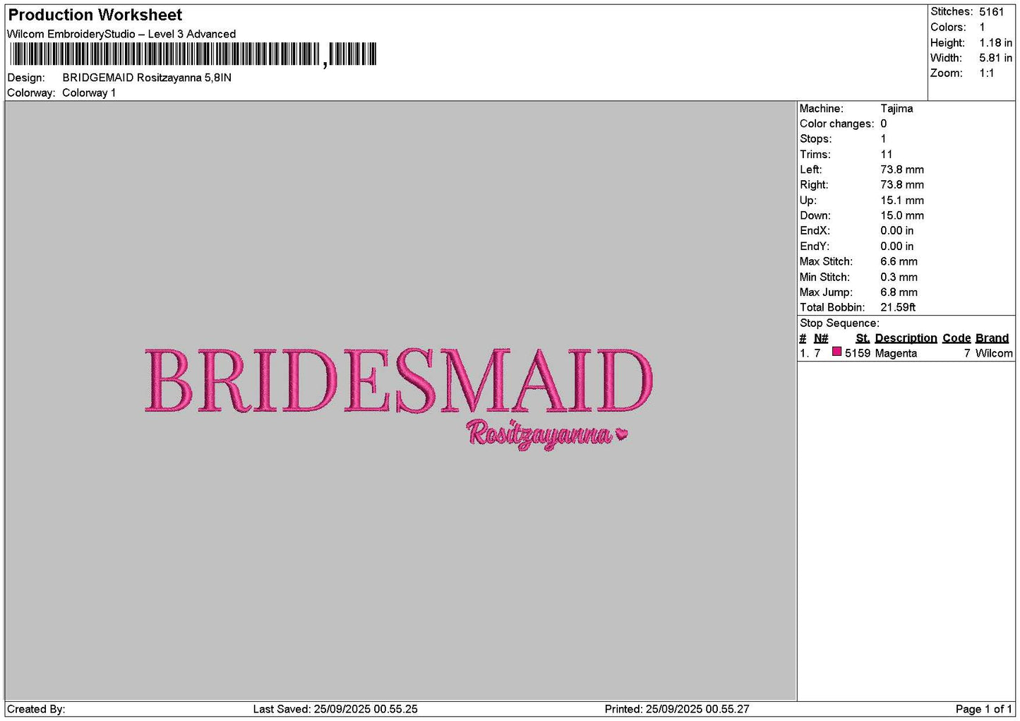 Bridesnames 2509 Embroidery 10 Files