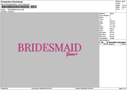 Bridesnames 2509 Embroidery 10 Files