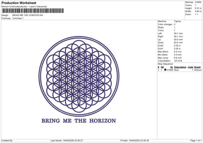 BRING ME THE HORIZON Embroidery File 6 sizes