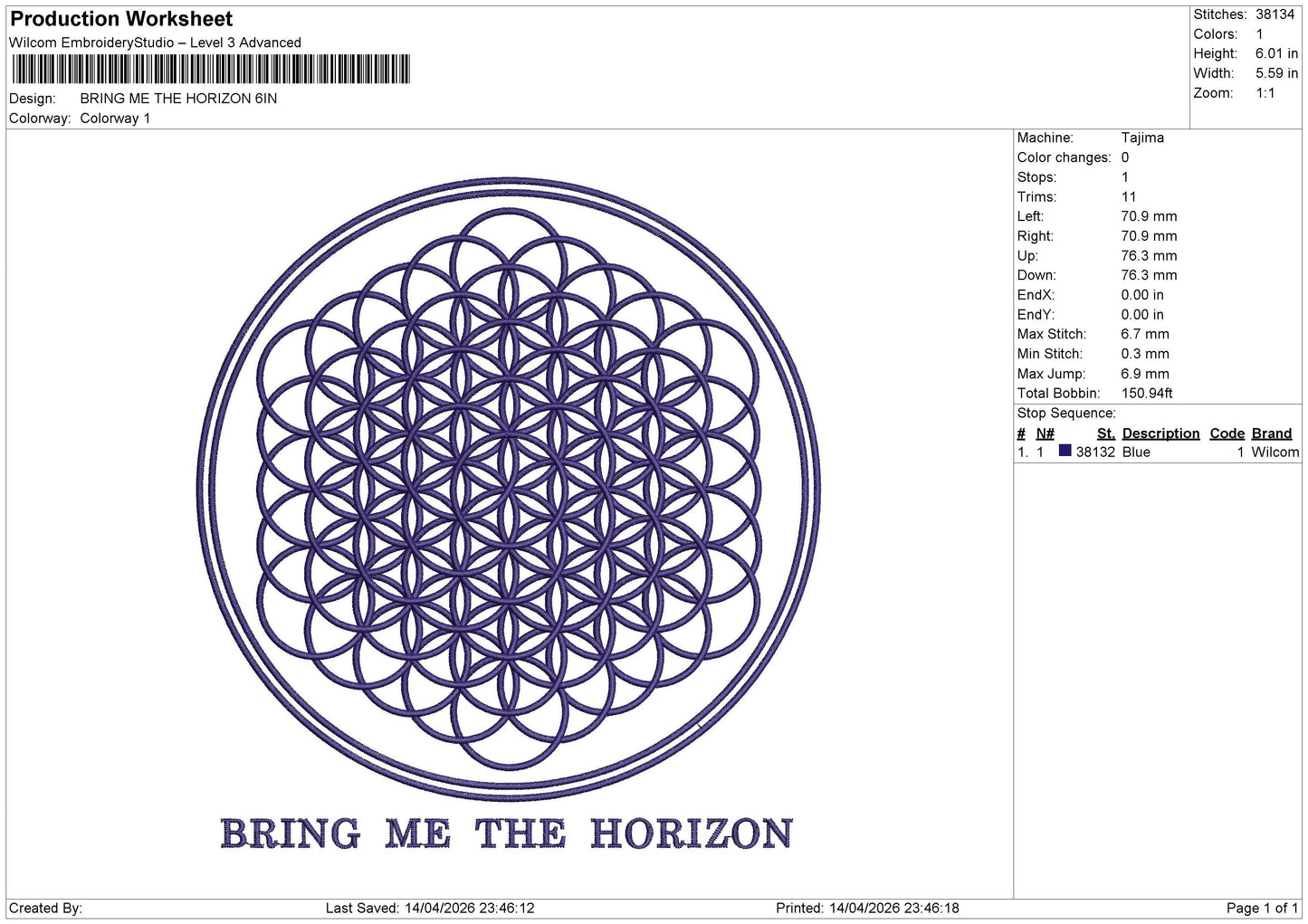BRING ME THE HORIZON Embroidery File 6 sizes