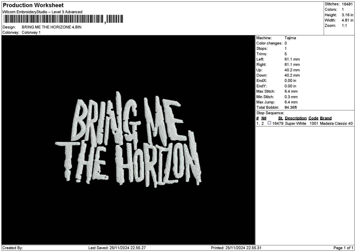 Bringtext 01 Embroidery File 6 sizes
